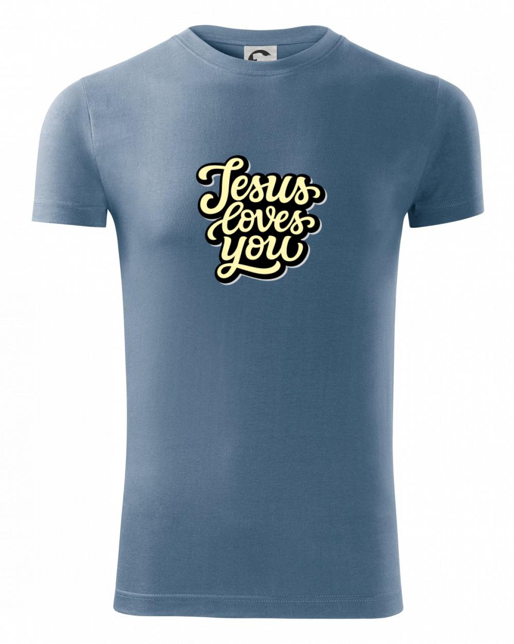 Jesus loves you - psací písmo - Viper FIT pánské triko
