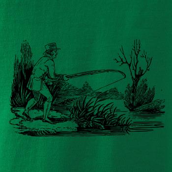 Kreslený rybář nahazující