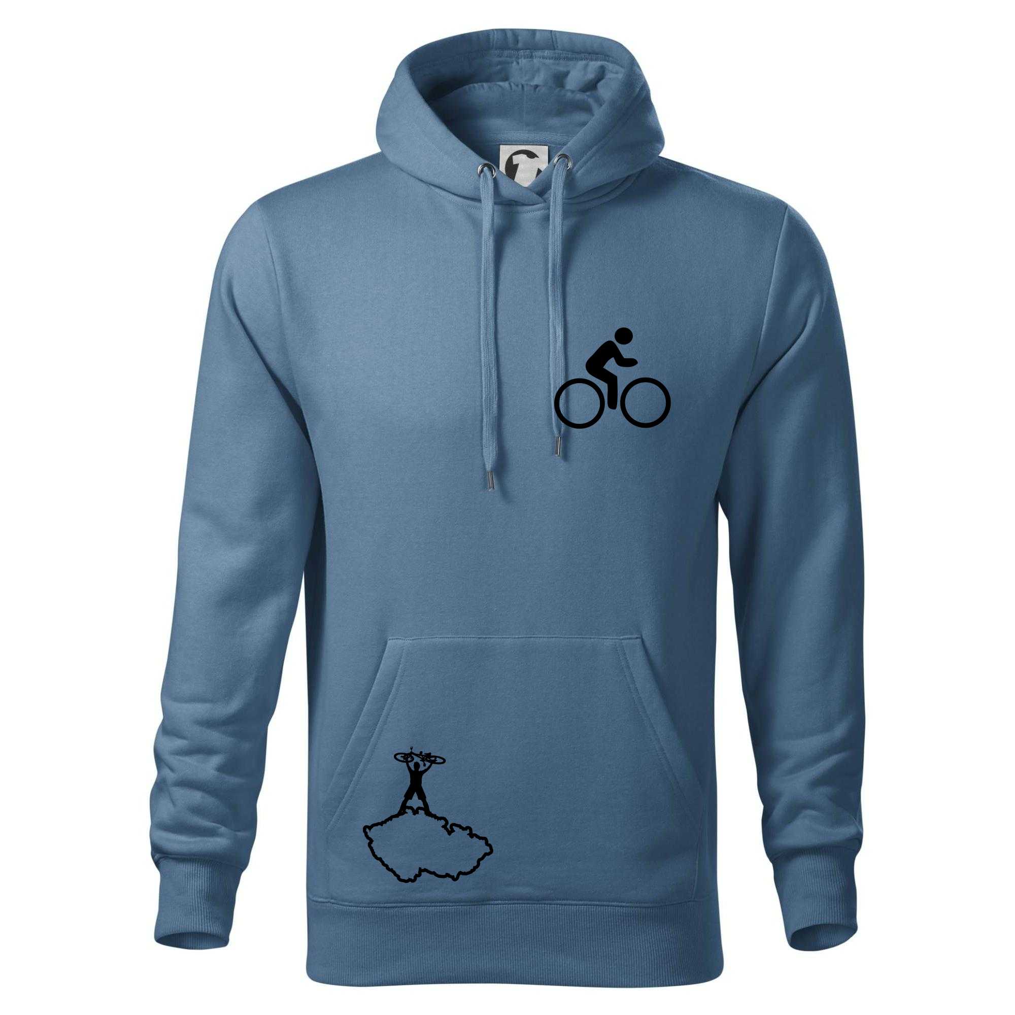 Mapa ČR + kolo na prsu - Mikina pánská Cape s kapucí - 4XL ( Denim )