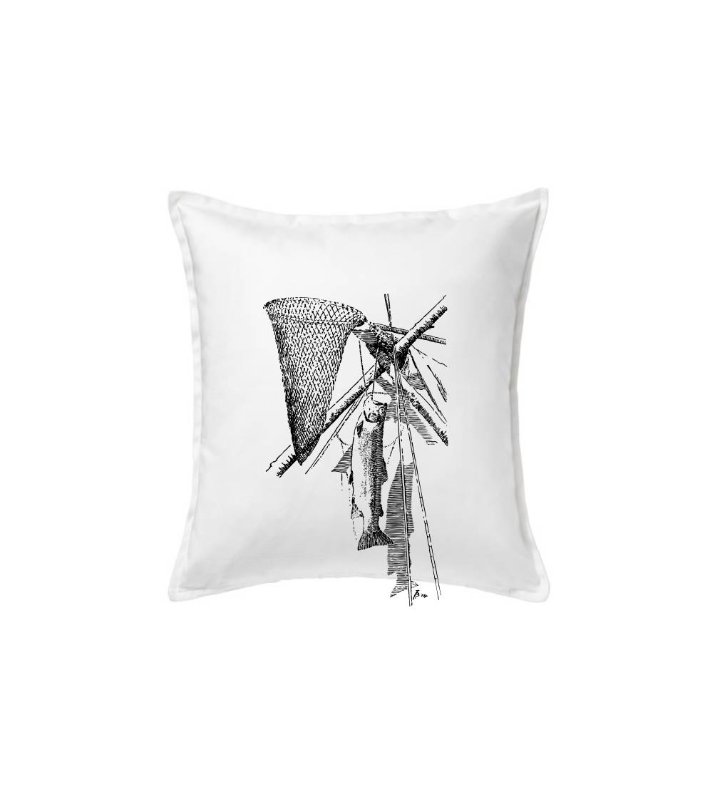 Kreslený podběrák a chycená ryba