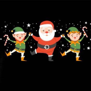 Tancující Santa a dva skřítci
