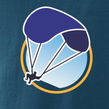 Paragliding modrý padák v kolečku