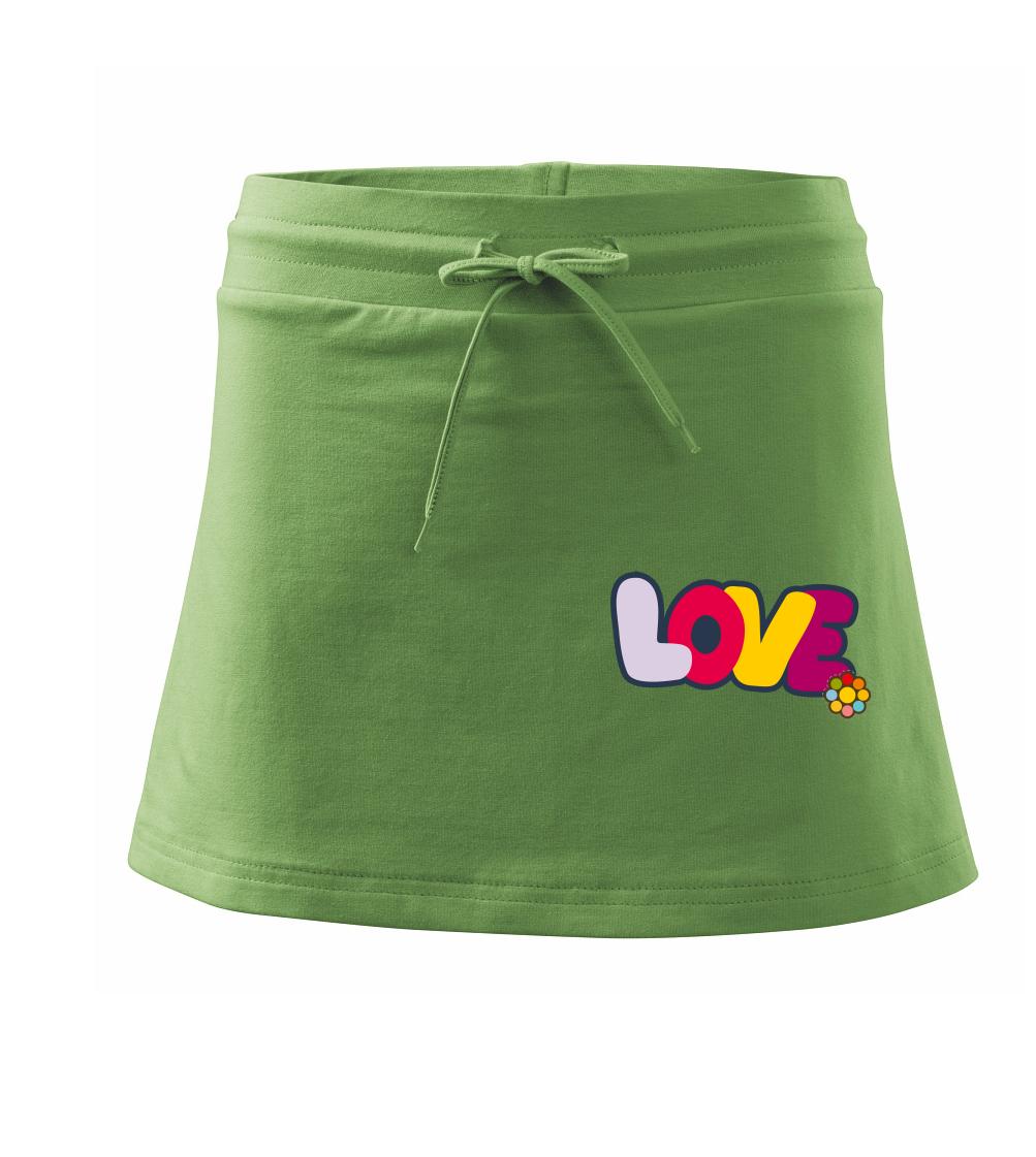 Love nápis s květinou - Sportovní sukně - two in one