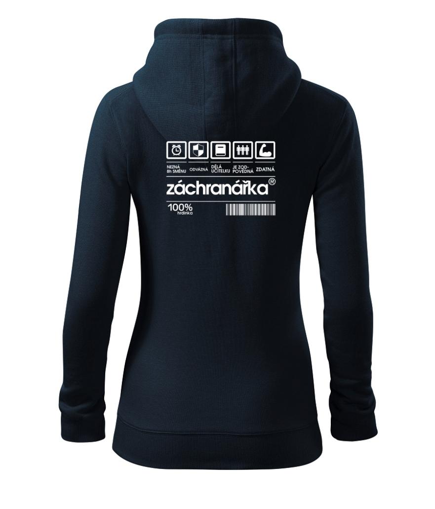 Čárový kód záchranář, záchranářka - Dámská mikina trendy zipper s kapucí