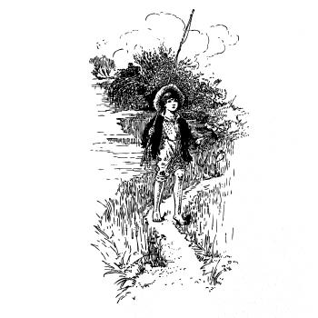 Kreslený kluk s prutem