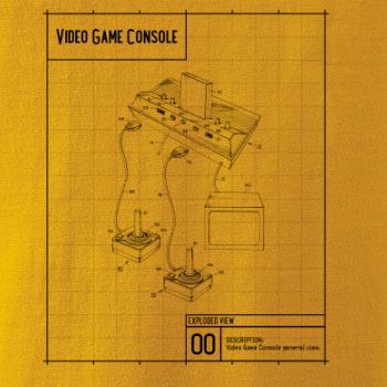 Nákres video game console s joystickem