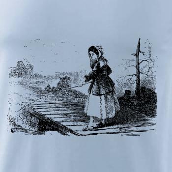 Kreslená dívka na rybách