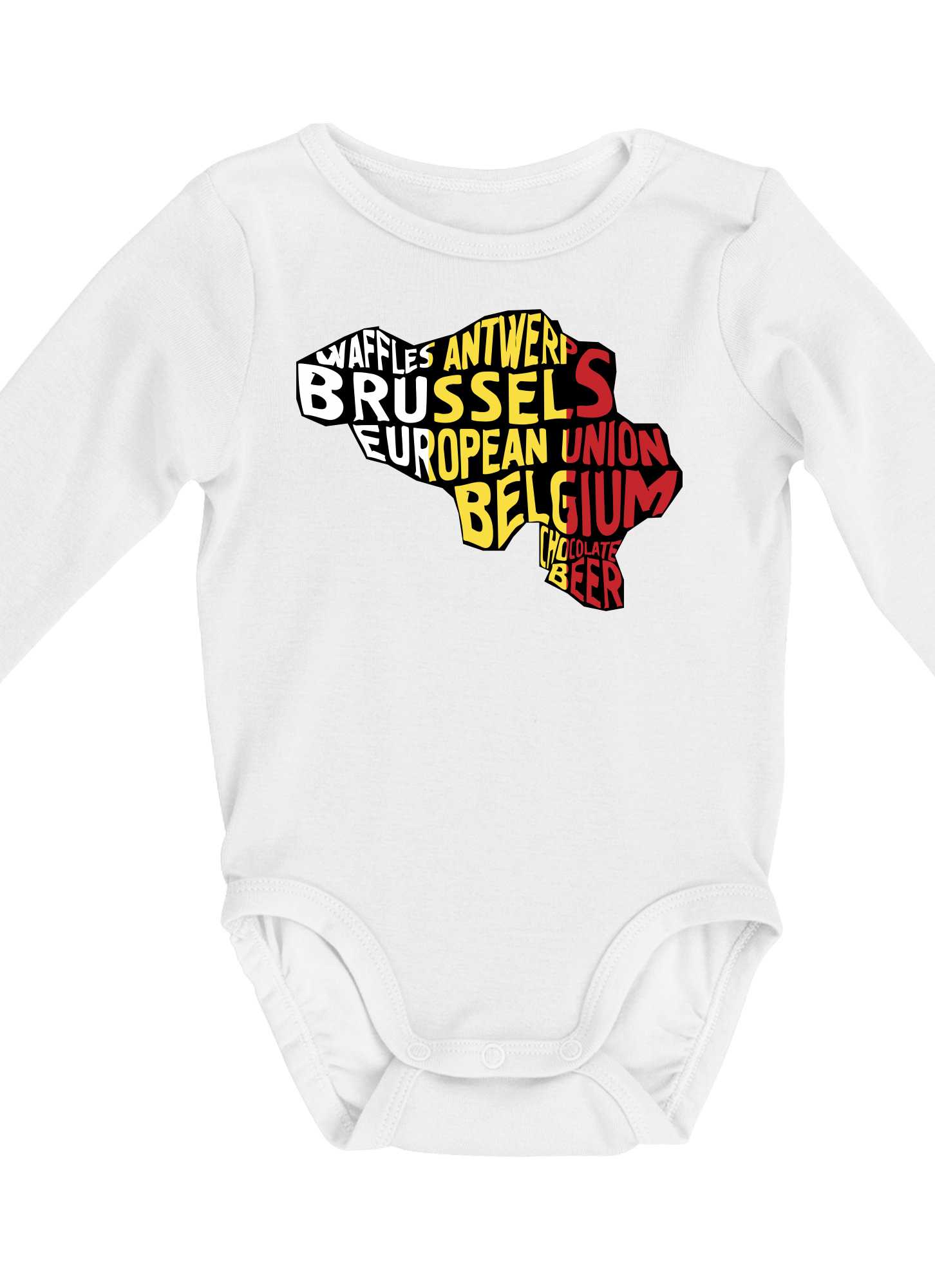 Mapy - názvy měst - Belgie - Body kojenecké s dlouhým rukávem