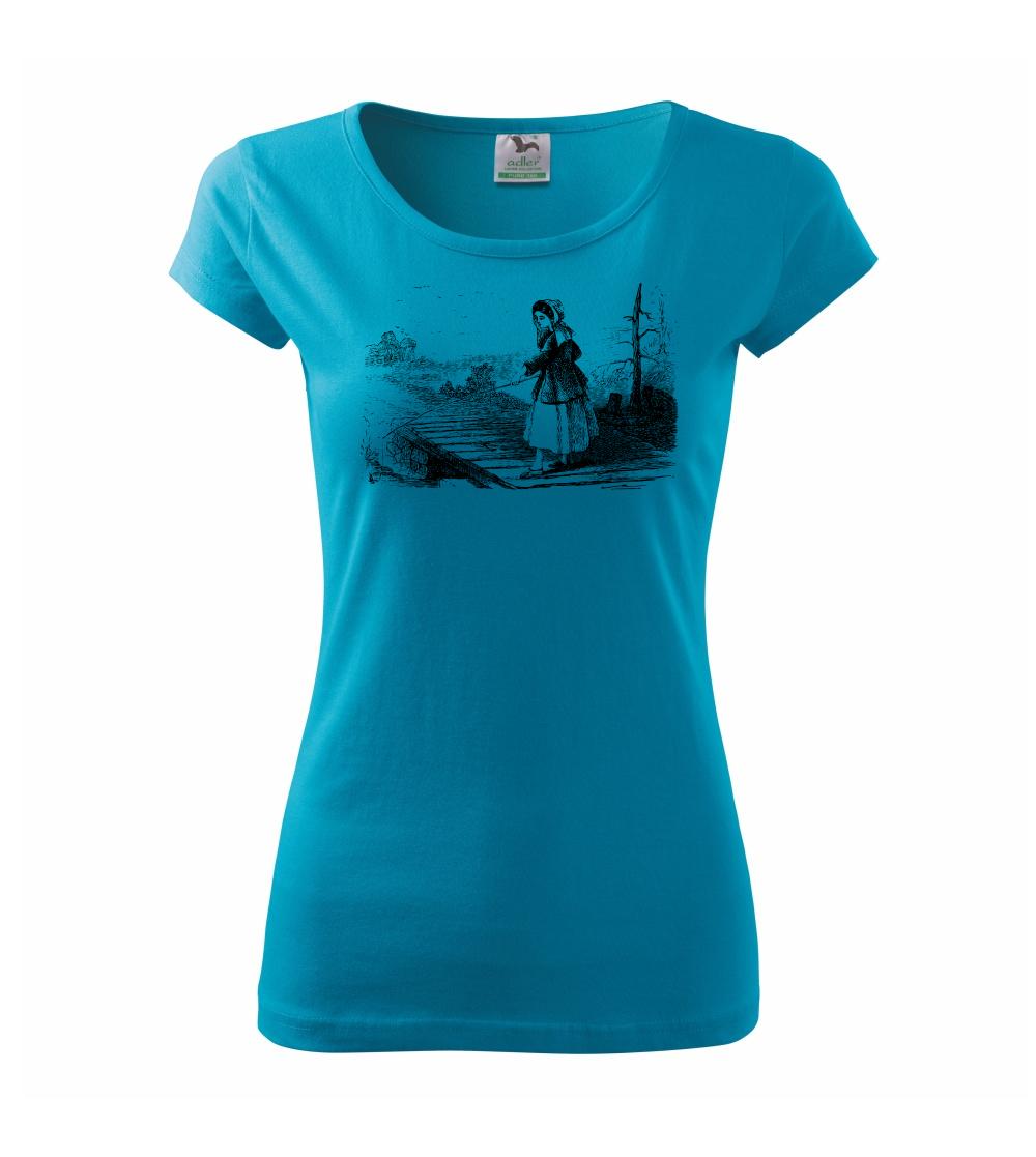 Kreslená dívka na rybách