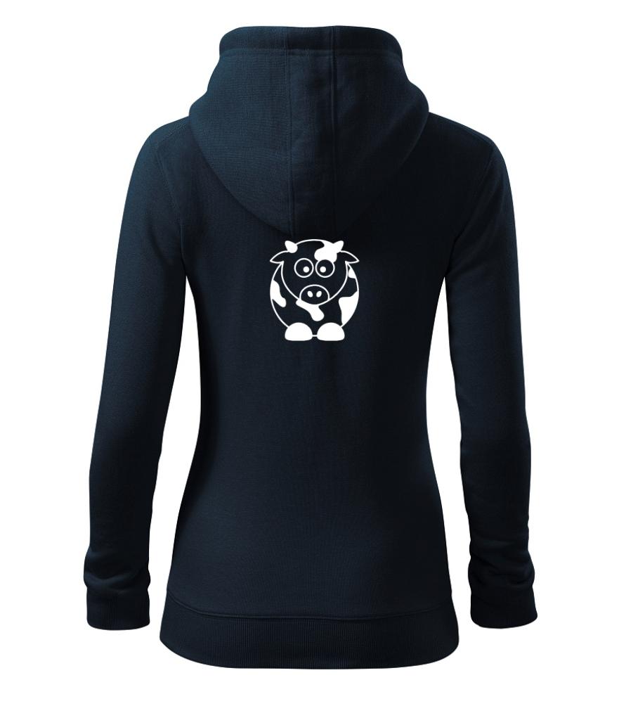 Roztomilá kráva - Dámská mikina trendy zipper s kapucí