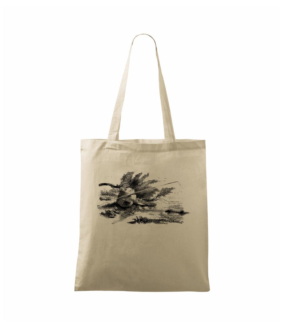 Kreslený prut opřený o kámen