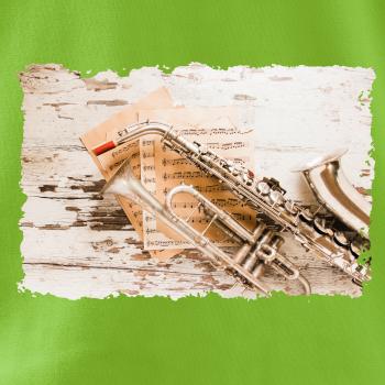 Saxofon fotka dřevo