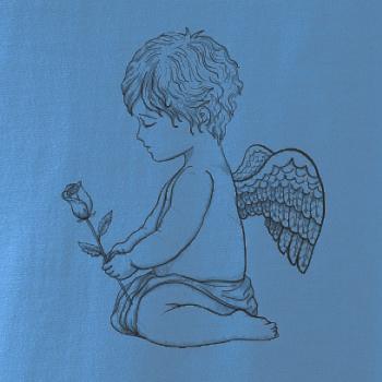 Andílek kresleny s růží