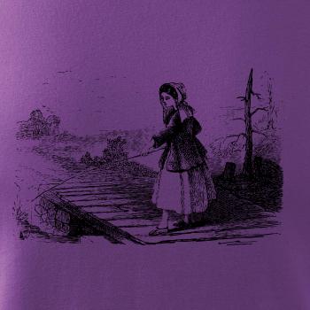 Kreslená dívka na rybách