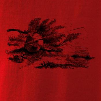 Kreslený prut opřený o kámen