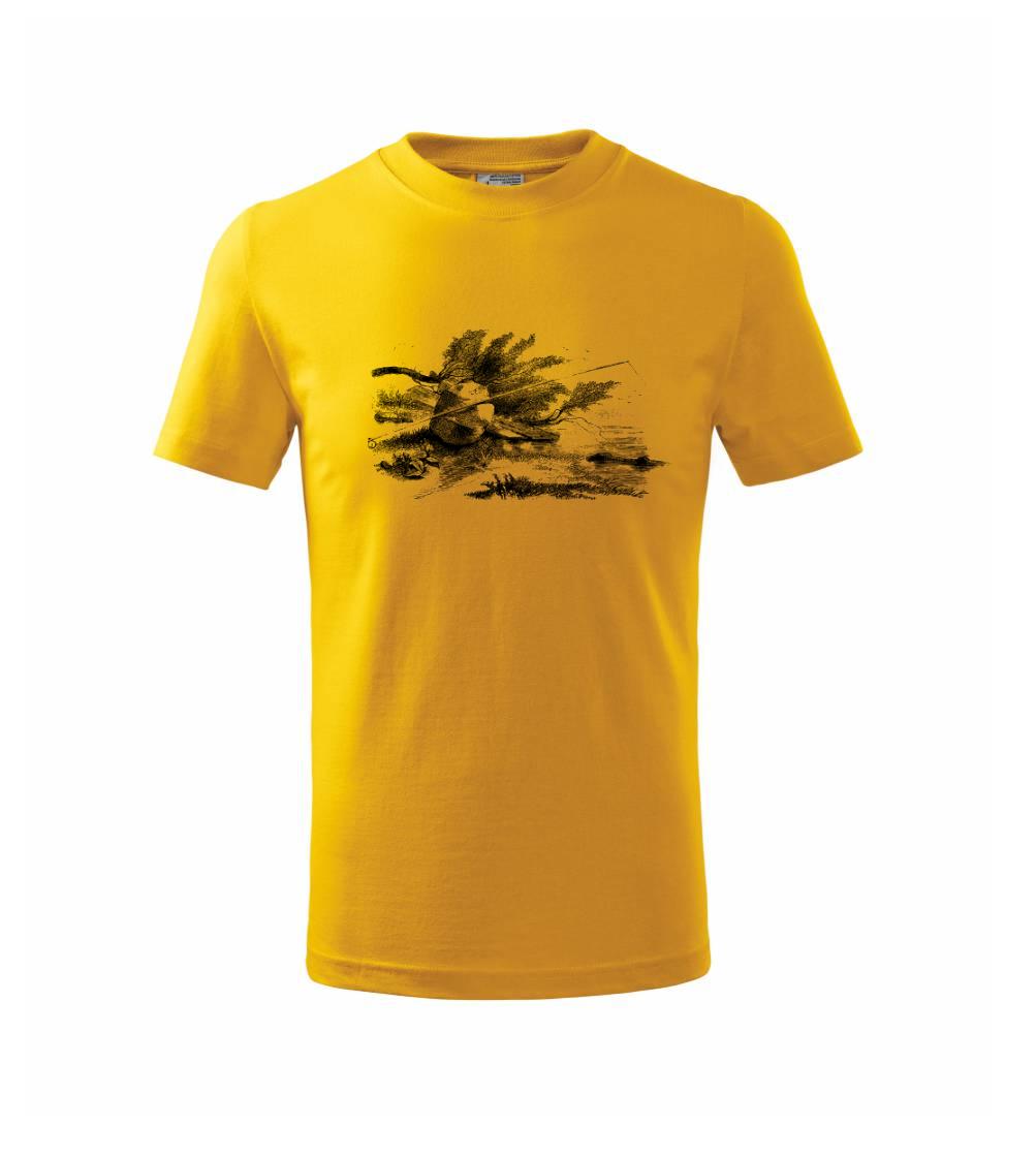 Kreslený prut opřený o kámen