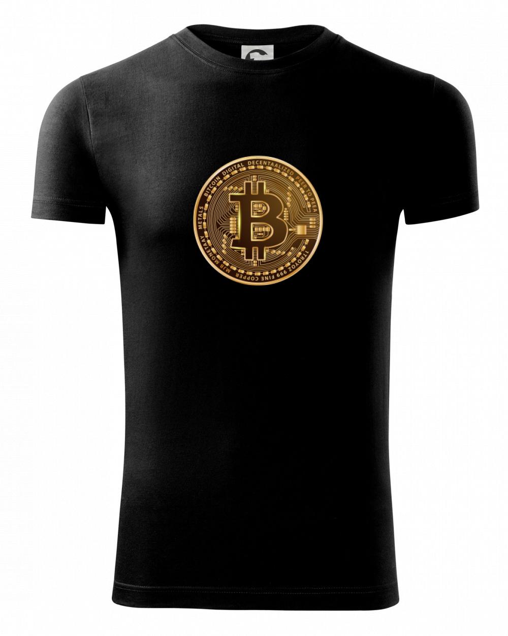 Bitcoin zlatá mince kulatá - Viper FIT pánské triko