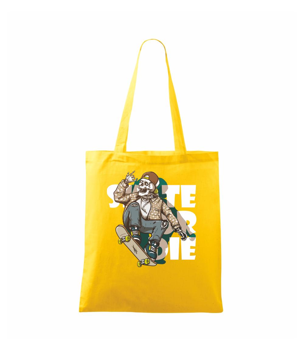 Skull riding skateboard