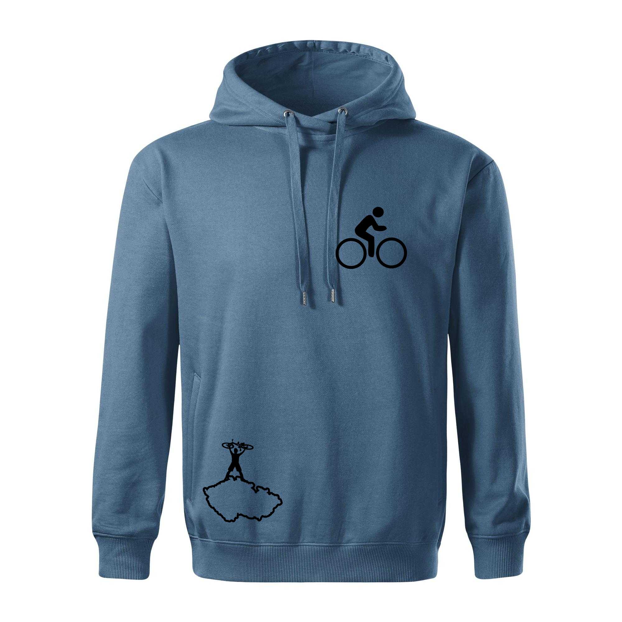 Mapa ČR + kolo na prsu - Oversized mikina pánská Moon - kratší + širší - 2XL ( Denim )