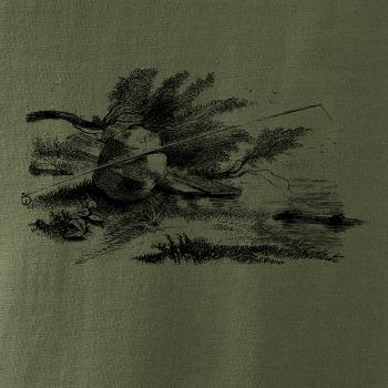 Kreslený prut opřený o kámen