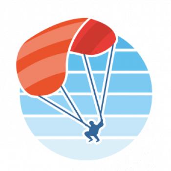 Paragliding oranžový v modrém kolečku