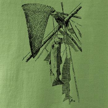 Kreslený podběrák a chycená ryba