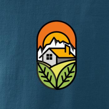 Chalupa při západu slunce