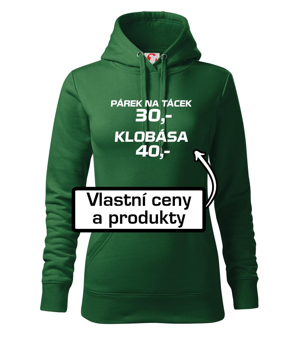 Párek na tácek a klobása - Mikina dámská Cape s kapucí