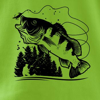 Rybář na břehu rybníka muškaří