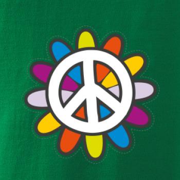 Peace symbol s kreslenou květinou Peace symbol s kreslenou květinou