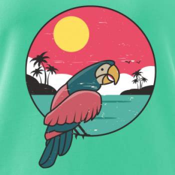 Papoušek v kruhu u moře