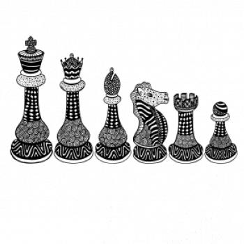 Šachové figurky v řadě - kreslené Šachové figurky v řadě - kreslené