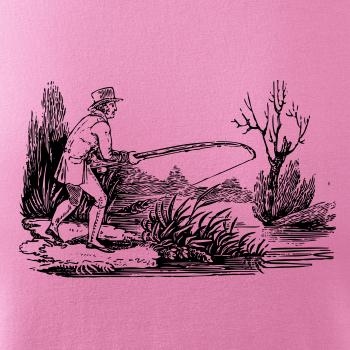 Kreslený rybář nahazující