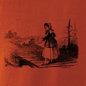 Kreslená dívka na rybách