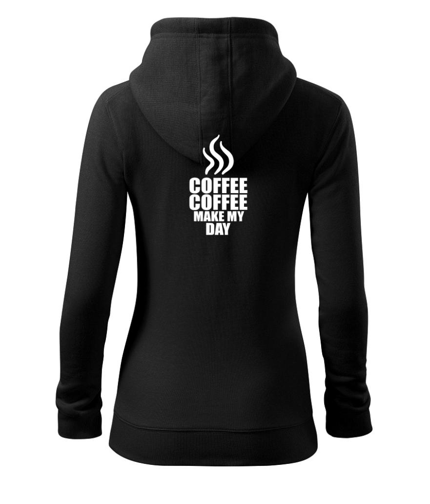 Coffee make my day - Dámská mikina trendy zipper s kapucí