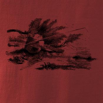 Kreslený prut opřený o kámen