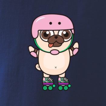 Mops a kolečkové brusle