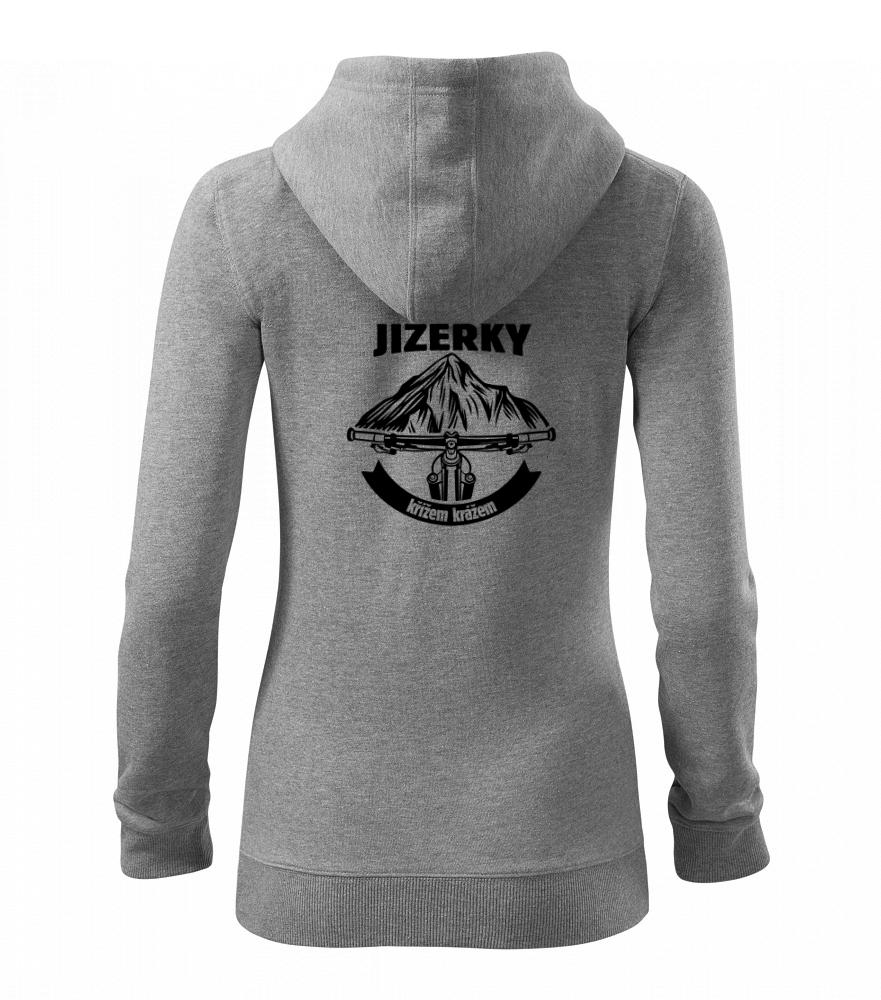 Jizerky křížem krážem - Dámská mikina trendy zipper s kapucí