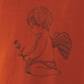 Andílek kresleny s růží