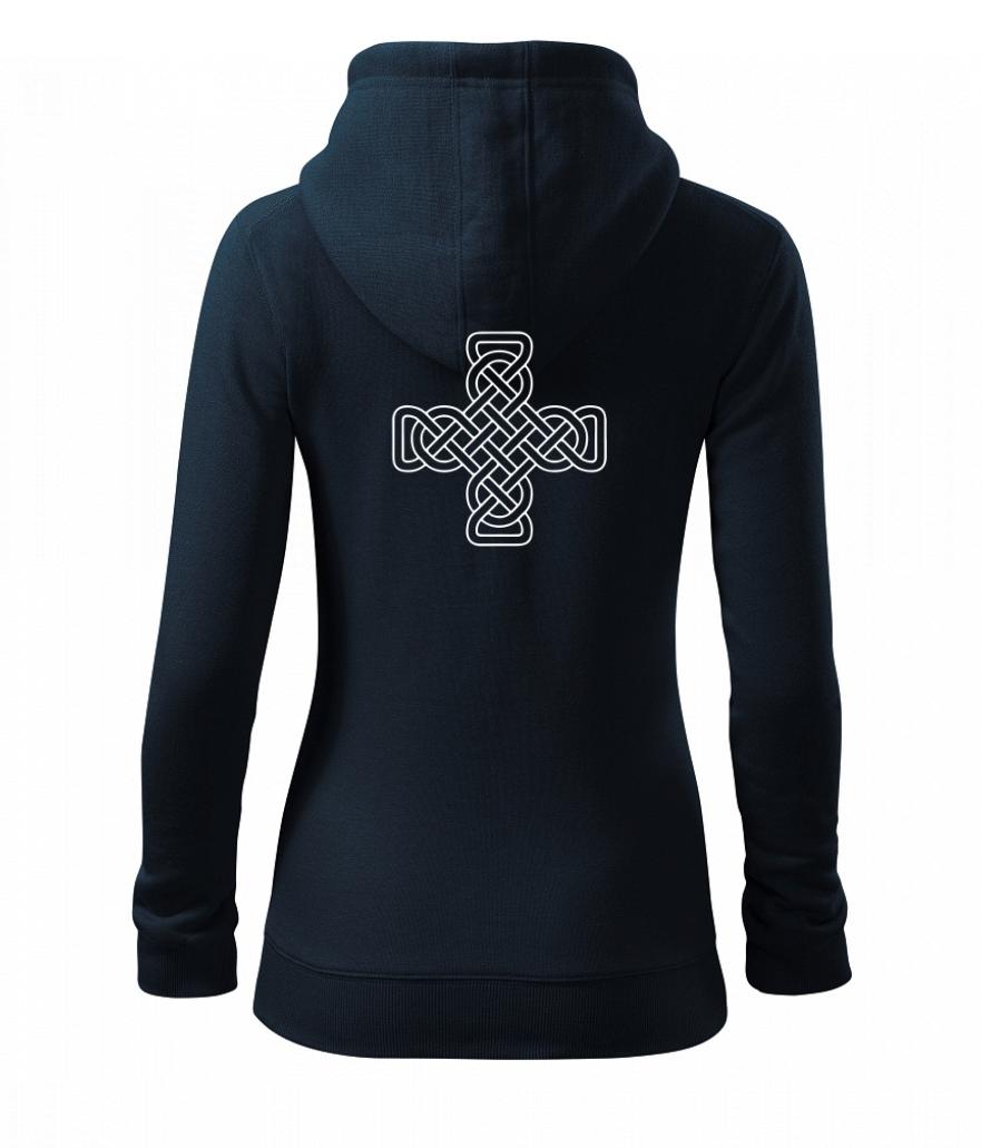 Keltský uzel kříž - Dámská mikina trendy zipper s kapucí