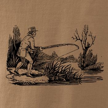 Kreslený rybář nahazující