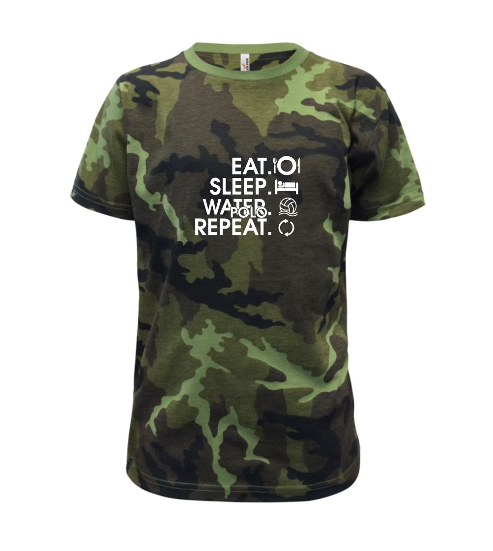 Eat sleep water polo repeat - Dětské maskáčové triko
