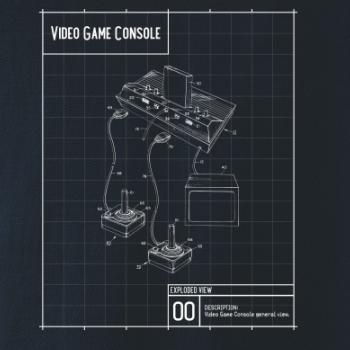 Nákres video game console s joystickem