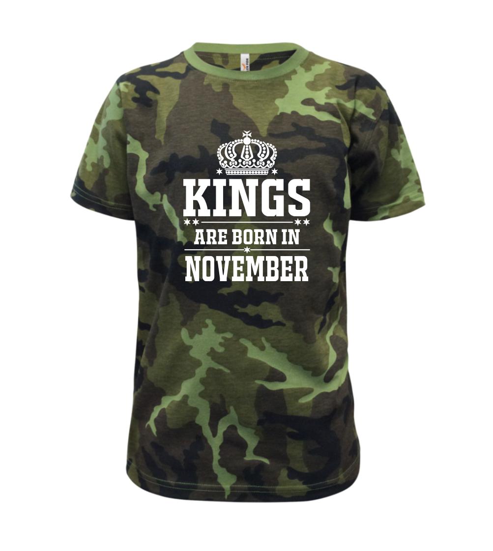 Kings are born in November - Dětské maskáčové triko