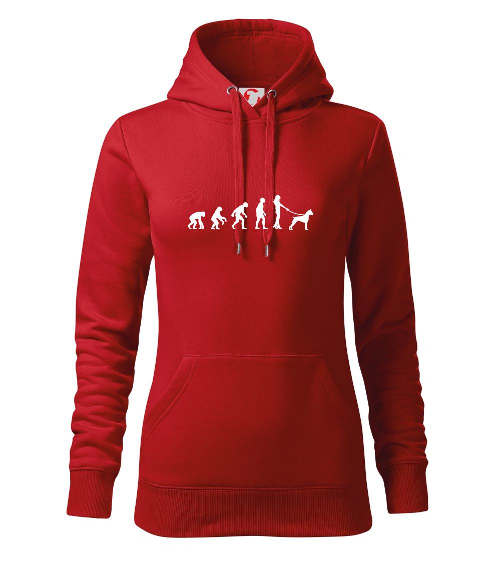 Evoluce pes boxer (muž-žena) - Mikina dámská Cape s kapucí