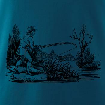 Kreslený rybář nahazující