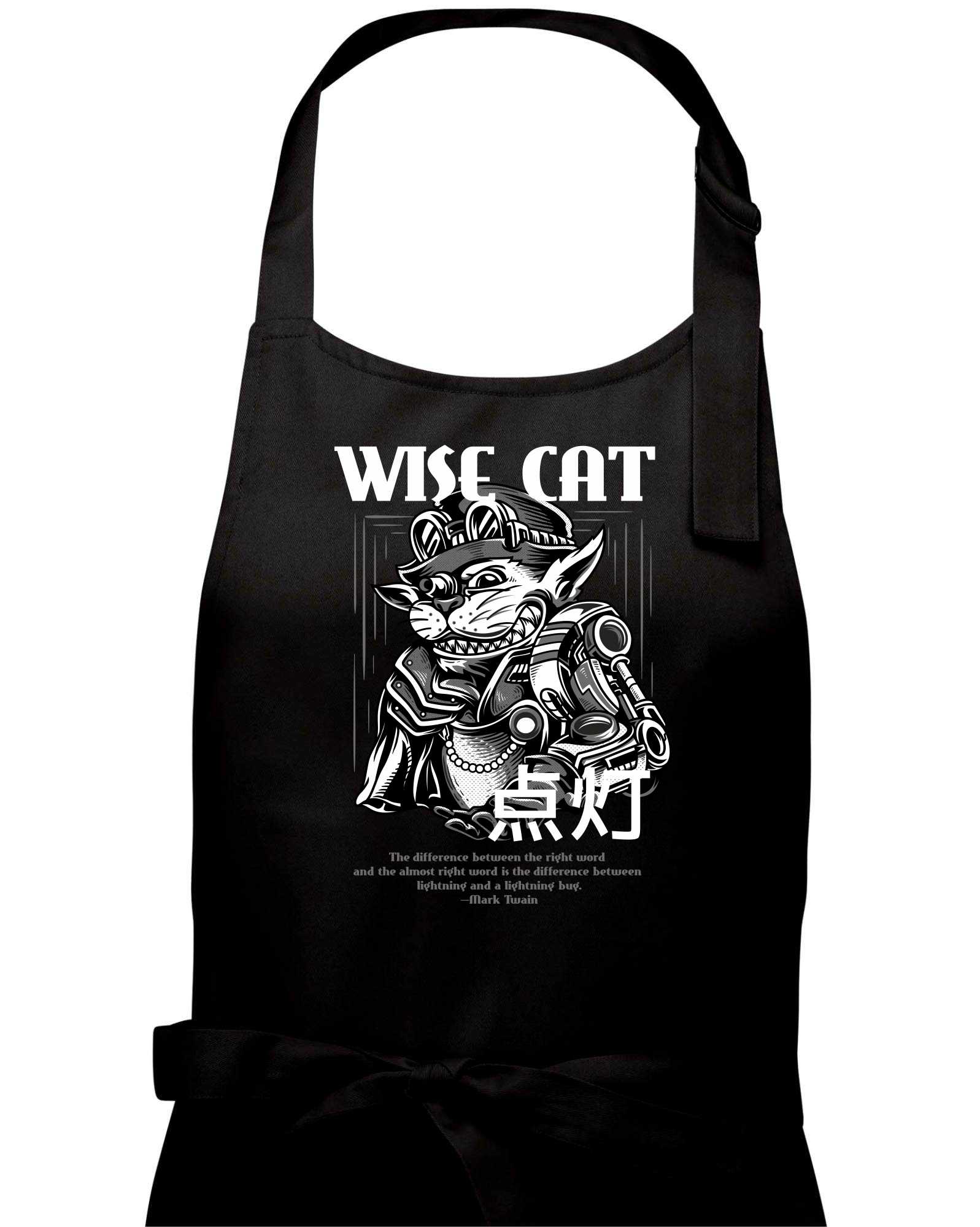 Steam punk wise cat - Zástěra na vaření