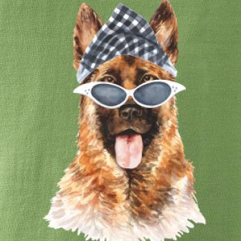 German shepherd se šátkem