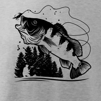 Rybář na břehu rybníka muškaří