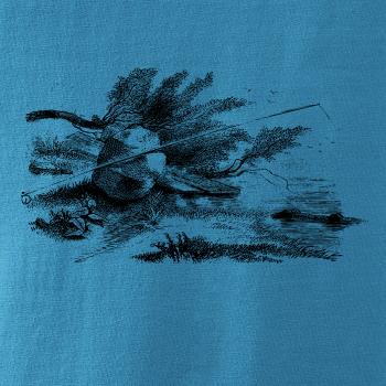 Kreslený prut opřený o kámen